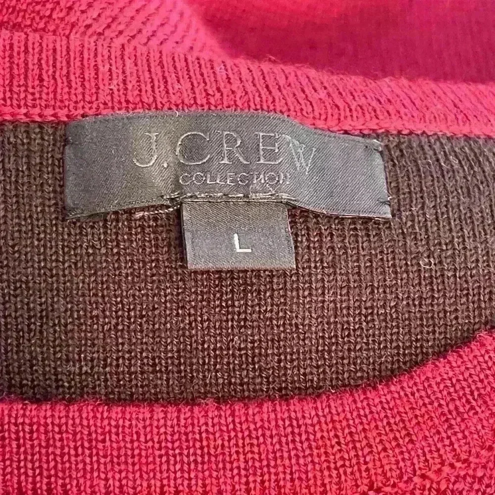 J Crew Women’s Ribbed Merino Wool Cranberry Pullover Sweater Sz L Side-Zip EUC